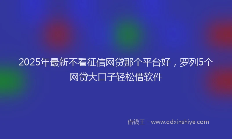 2025年最新不看征信网贷那个平台好，罗列5个网贷大口子轻松借软件