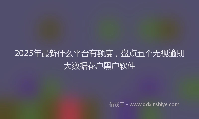 2025年最新什么平台有额度，盘点五个无视逾期大数据花户黑户软件