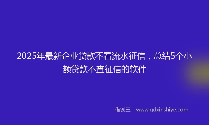 2025年最新企业贷款不看流水征信，总结5个小额贷款不查征信的软件
