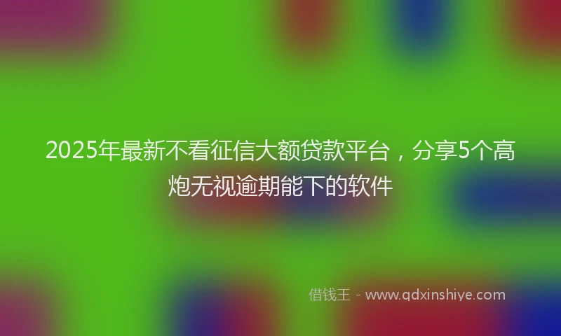 2025年最新不看征信大额贷款平台，分享5个高炮无视逾期能下的软件
