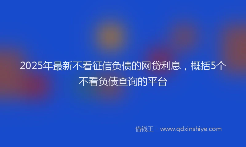 2025年最新不看征信负债的网贷利息，概括5个不看负债查询的平台