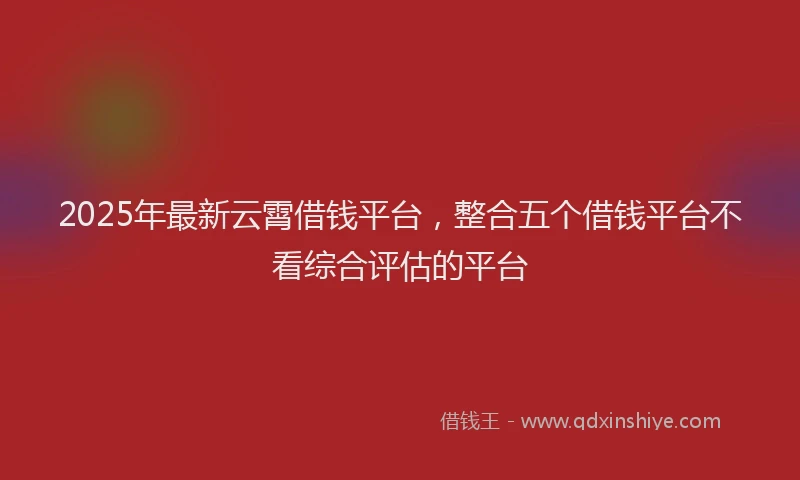 2025年最新云霄借钱平台，整合五个借钱平台不看综合评估的平台