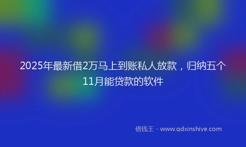 2025年最新借2万马上到账私人放款，归纳五个11月能贷款的软件
