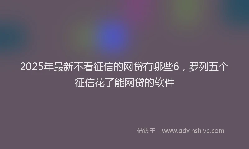 2025年最新不看征信的网贷有哪些6，罗列五个征信花了能网贷的软件