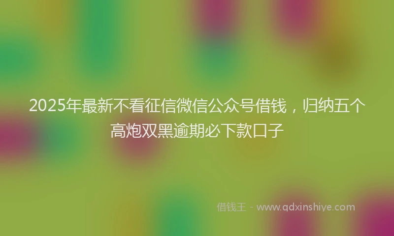 2025年最新不看征信微信公众号借钱，归纳五个高炮双黑逾期必下款口子