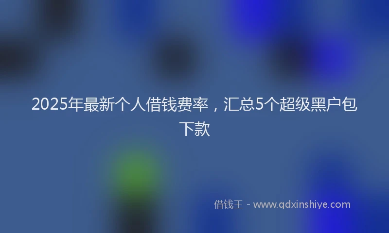 2025年最新个人借钱费率，汇总5个超级黑户包下款