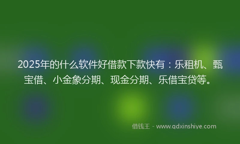 2025年的什么软件好借款下款快有：乐租机、甄宝借、小金象分期、现金分期、乐借宝贷等。
