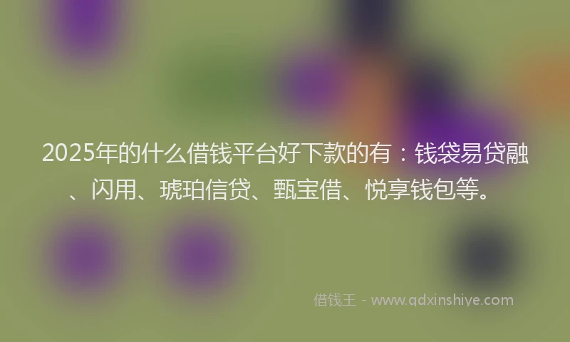 2025年的什么借钱平台好下款的有：钱袋易贷融、闪用、琥珀信贷、甄宝借、悦享钱包等。