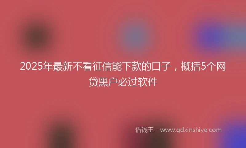2025年最新不看征信能下款的口子，概括5个网贷黑户必过软件