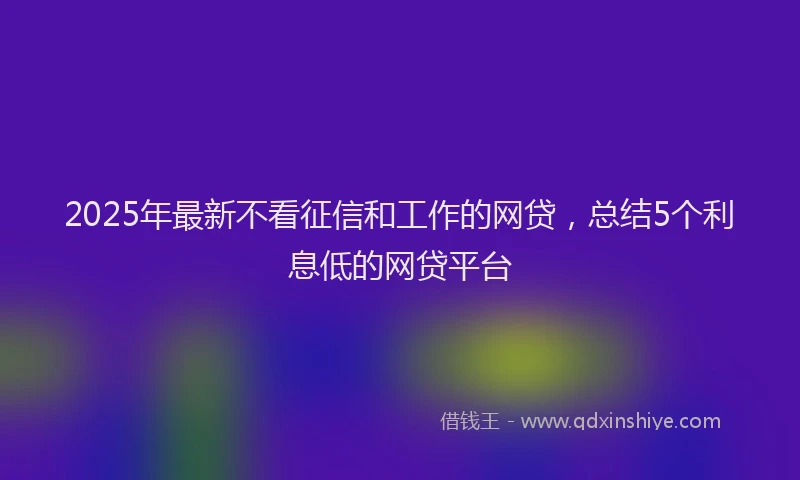 2025年最新不看征信和工作的网贷，总结5个利息低的网贷平台