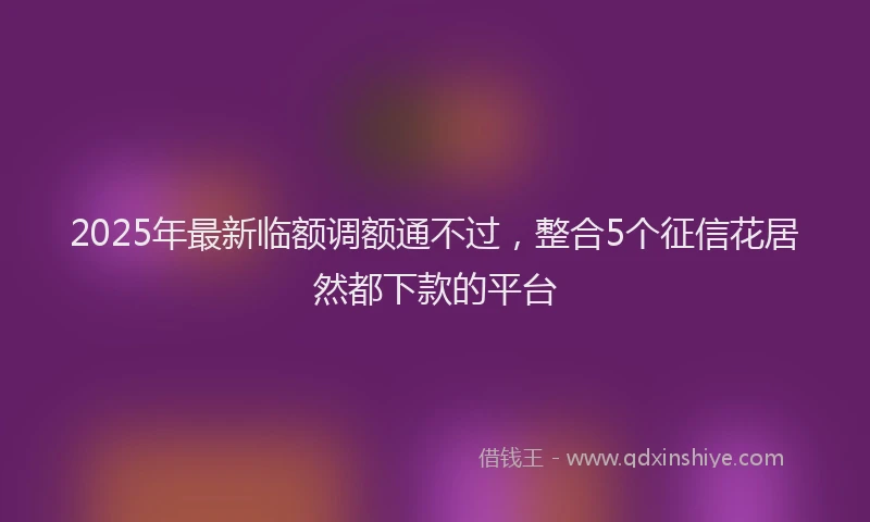 2025年最新临额调额通不过，整合5个征信花居然都下款的平台