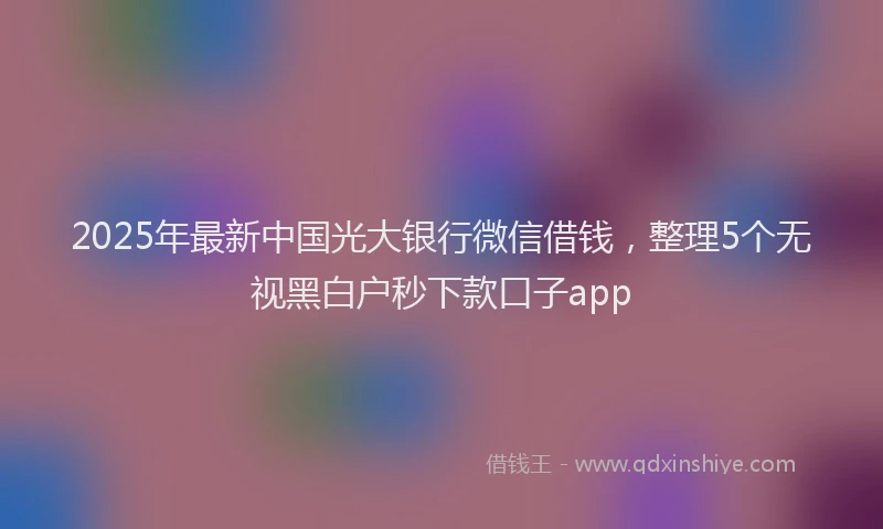2025年最新中国光大银行微信借钱，整理5个无视黑白户秒下款口子app