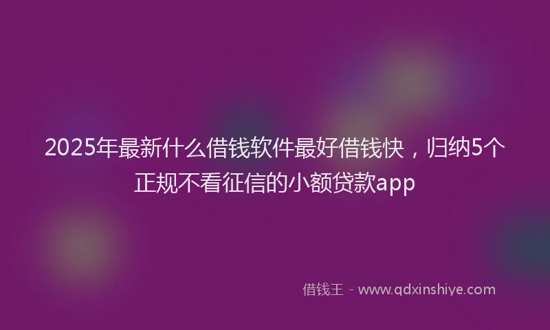 2025年最新什么借钱软件最好借钱快，归纳5个正规不看征信的小额贷款app