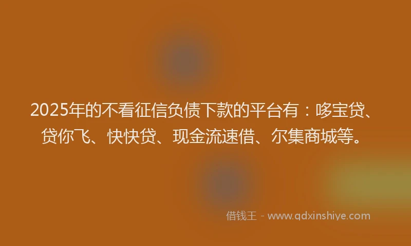 2025年的不看征信负债下款的平台有：哆宝贷、贷你飞、快快贷、现金流速借、尔集商城等。