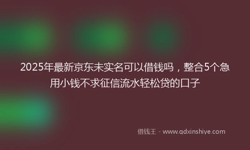 2025年最新京东未实名可以借钱吗，整合5个急用小钱不求征信流水轻松贷的口子