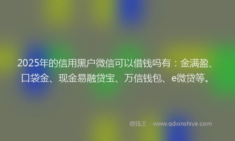 2025年的信用黑户微信可以借钱吗有：金满盈、口袋金、现金易融贷宝、万信钱包、e微贷等。