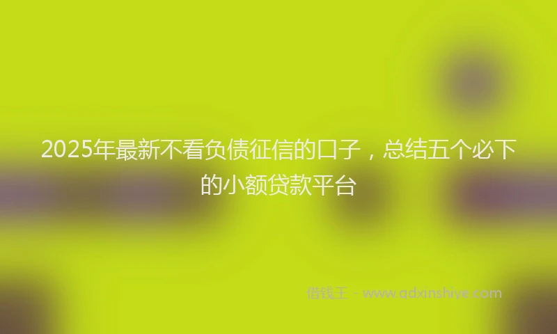 2025年最新不看负债征信的口子，总结五个必下的小额贷款平台