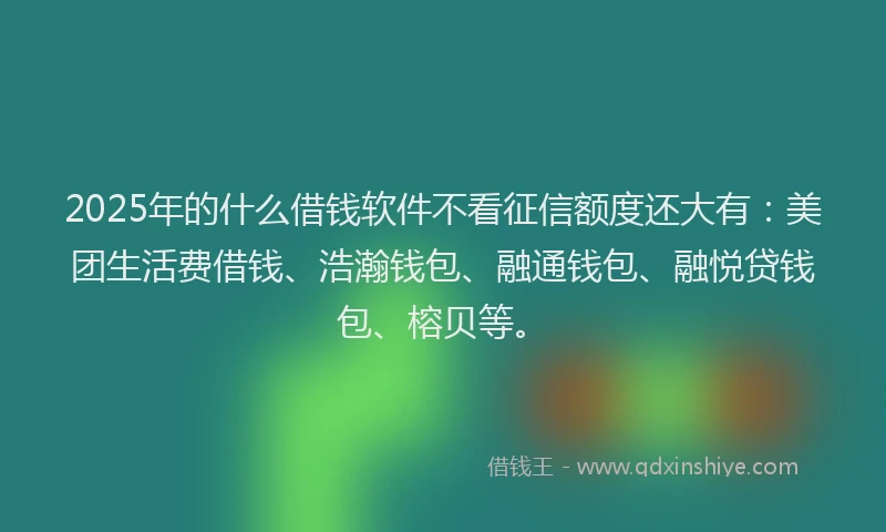 2025年的什么借钱软件不看征信额度还大有：美团生活费借钱、浩瀚钱包、融通钱包、融悦贷钱包、榕贝等。