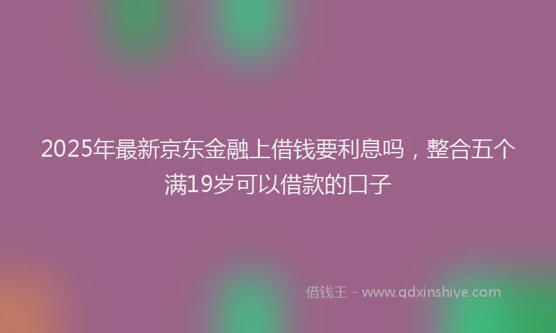 2025年最新京东金融上借钱要利息吗，整合五个满19岁可以借款的口子