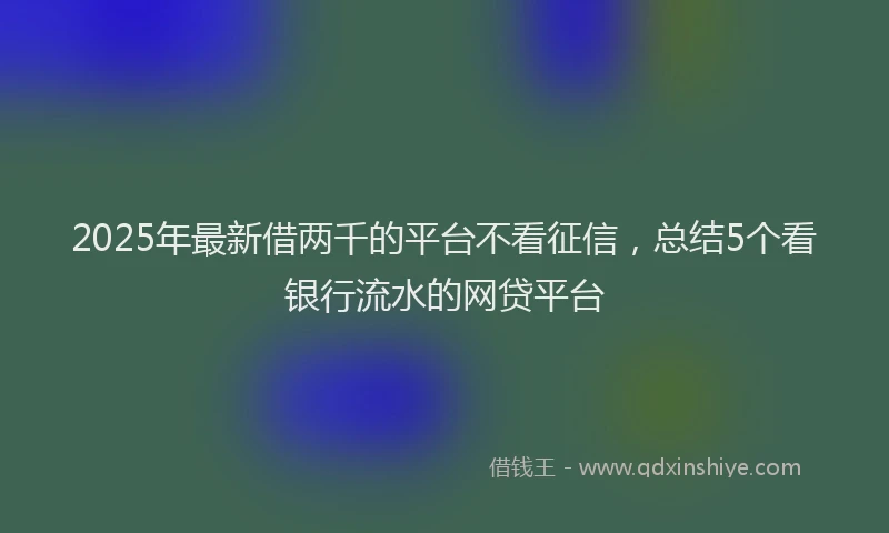 2025年最新借两千的平台不看征信，总结5个看银行流水的网贷平台