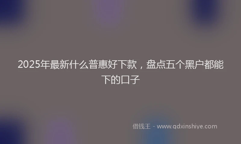 2025年最新什么普惠好下款，盘点五个黑户都能下的口子