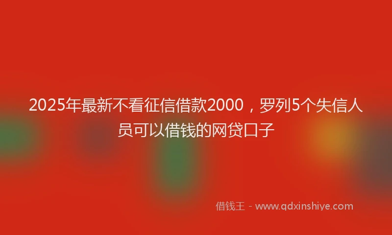 2025年最新不看征信借款2000，罗列5个失信人员可以借钱的网贷口子
