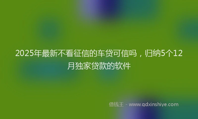 2025年最新不看征信的车贷可信吗，归纳5个12月独家贷款的软件