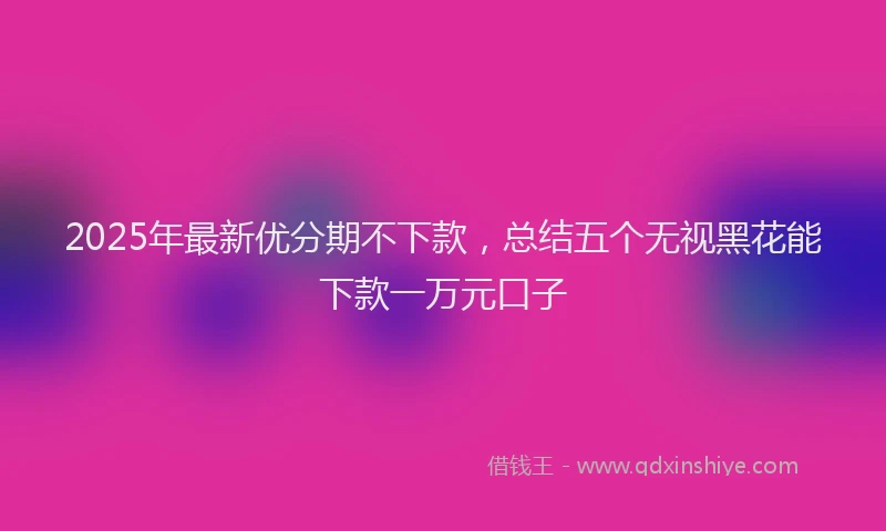 2025年最新优分期不下款，总结五个无视黑花能下款一万元口子