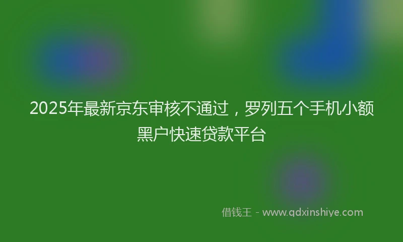 2025年最新京东审核不通过，罗列五个手机小额黑户快速贷款平台