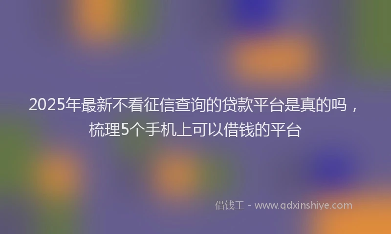 2025年最新不看征信查询的贷款平台是真的吗，梳理5个手机上可以借钱的平台