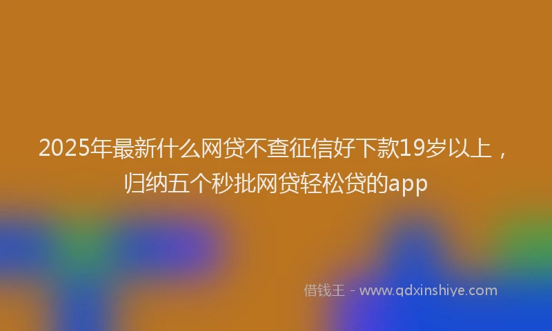 2025年最新什么网贷不查征信好下款19岁以上，归纳五个秒批网贷轻松贷的app