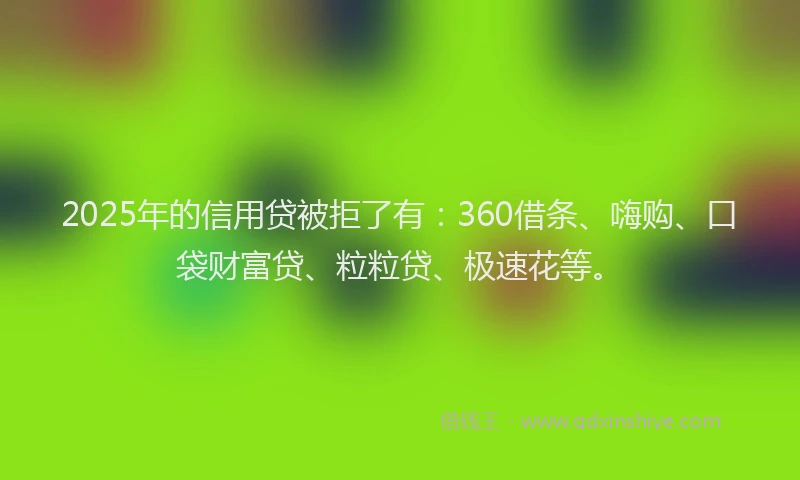 2025年的信用贷被拒了有：360借条、嗨购、口袋财富贷、粒粒贷、极速花等。