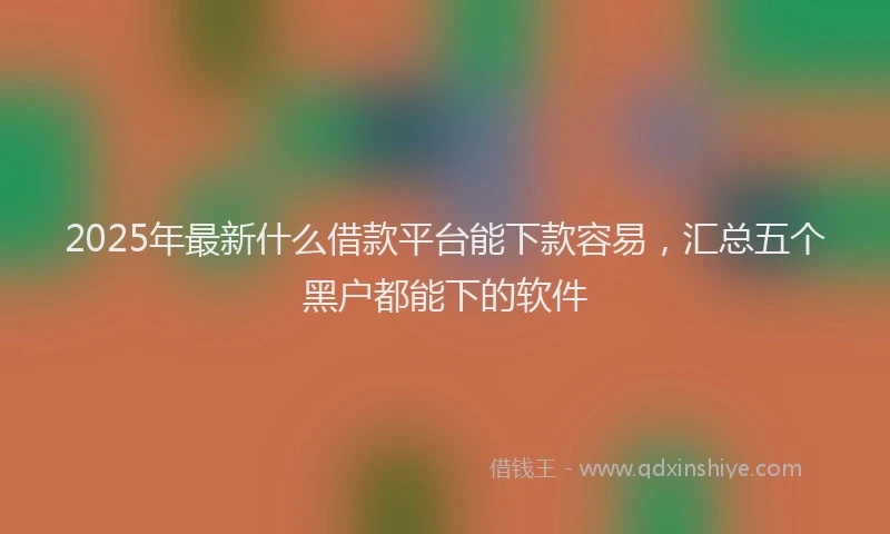 2025年最新什么借款平台能下款容易，汇总五个黑户都能下的软件