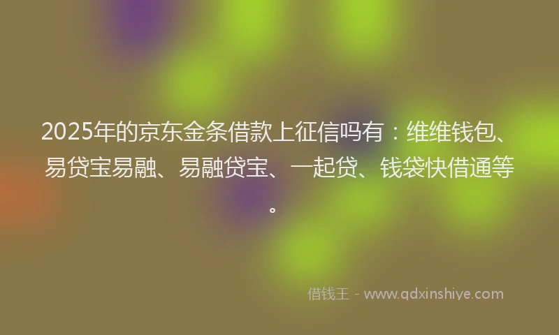 2025年的京东金条借款上征信吗有：维维钱包、易贷宝易融、易融贷宝、一起贷、钱袋快借通等。