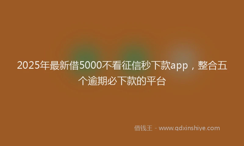 2025年最新借5000不看征信秒下款app，整合五个逾期必下款的平台