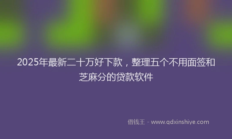 2025年最新二十万好下款，整理五个不用面签和芝麻分的贷款软件