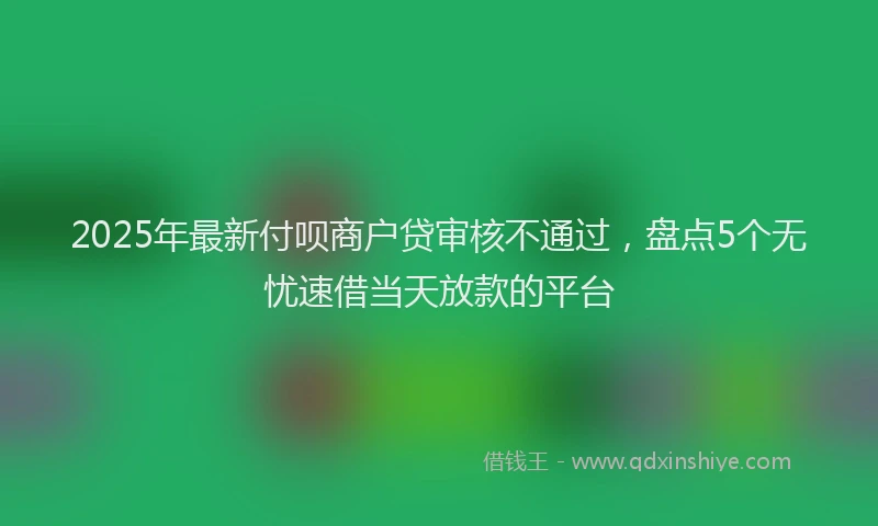 2025年最新付呗商户贷审核不通过，盘点5个无忧速借当天放款的平台