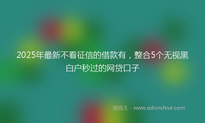 2025年最新不看征信的借款有，整合5个无视黑白户秒过的网贷口子