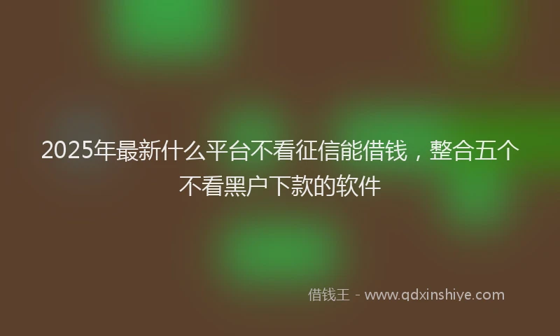 2025年最新什么平台不看征信能借钱，整合五个不看黑户下款的软件