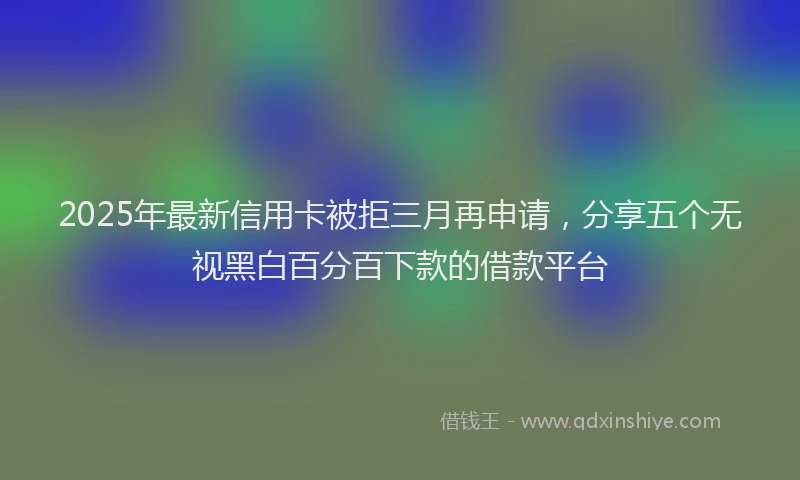 2025年最新信用卡被拒三月再申请，分享五个无视黑白百分百下款的借款平台