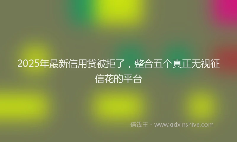 2025年最新信用贷被拒了，整合五个真正无视征信花的平台