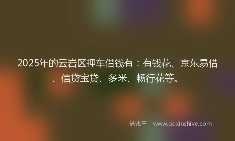 2025年的云岩区押车借钱有：有钱花、京东易借、信贷宝贷、多米、畅行花等。