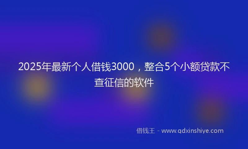2025年最新个人借钱3000，整合5个小额贷款不查征信的软件