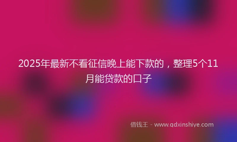 2025年最新不看征信晚上能下款的，整理5个11月能贷款的口子