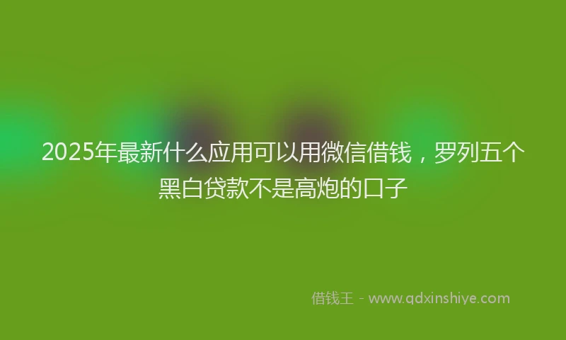 2025年最新什么应用可以用微信借钱，罗列五个黑白贷款不是高炮的口子