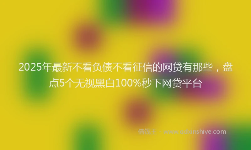 2025年最新不看负债不看征信的网贷有那些，盘点5个无视黑白100%秒下网贷平台