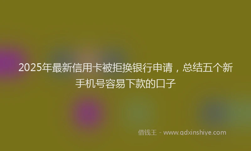 2025年最新信用卡被拒换银行申请，总结五个新手机号容易下款的口子