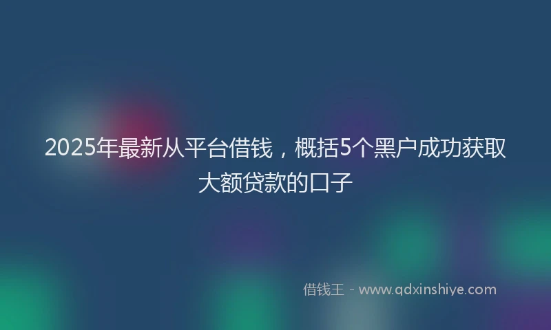 2025年最新从平台借钱，概括5个黑户成功获取大额贷款的口子
