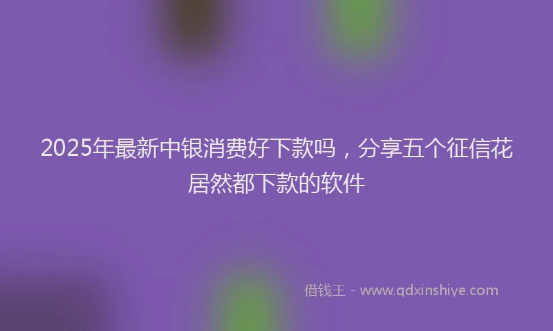 2025年最新中银消费好下款吗，分享五个征信花居然都下款的软件