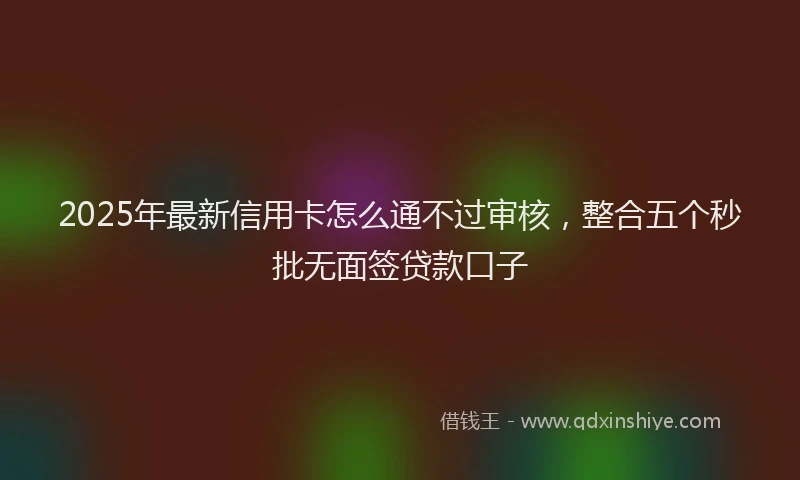 2025年最新信用卡怎么通不过审核，整合五个秒批无面签贷款口子